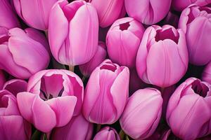 Delicate Pink tulips. Generate Ai photo