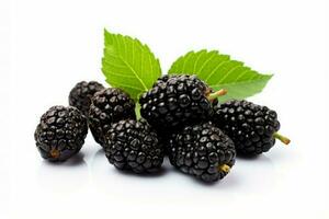 Scrumptious Fresh black mulberries. Generate Ai photo