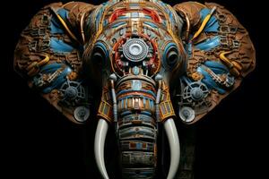 Lifelike Ai elephant head. Generate Ai photo