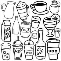drink doodle sketch set vector