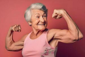 Strong senior woman biceps. Generate Ai photo