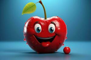 Vibrant Funny cherry character. Smiling fruit art photo