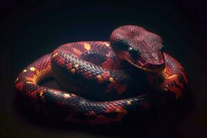 brillante rojo serpiente. generar ai foto