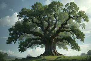 Big trees in the forest. AI Generative photo