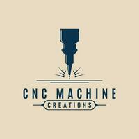 cnc machine modern technology factory logo design template   vector illustration design