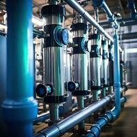 Reverse osmosis membrane system of water plant AI generated photo