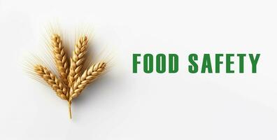 yellow paddy grain, food safety lettering banner AI generated photo