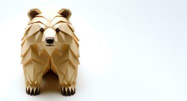 marrón oso de origami papel cortar con Copiar espacio ai generado foto
