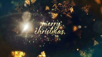 Merry Christmas golden text cinematic title abstract background video