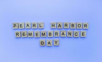 December 7, National Pearl Harbor Remembrance Day, minimalistic banner with the inscription in wooden letters photo