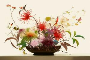 Flower composition ikebana. Generate Ai photo