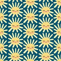 Yellow smile sun vector seamless pattern