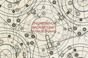 Mechanical engineering drawings on light background. Milling machine spindle. Technical Design. Cover. Blueprint. vector