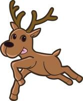 happy cute  reindeer christmas jumping action vector