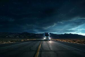 fantasía la carretera viaje camión. generar ai foto