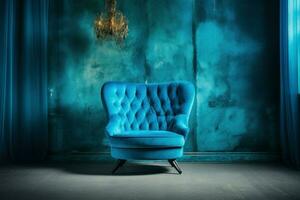 Vibrant Blue armchair. Generate Ai photo