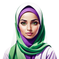 Muslim Frau Illustration png Bild transparent Hintergrund ai generativ