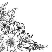 mano dibujado contorno floral arreglo png