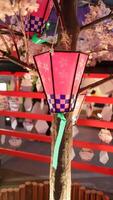 Hanging Japanese paper lantern as a decoration. photo