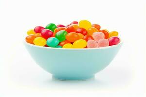 Tempting Bowl colorful candies. Generate Ai photo