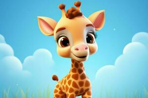 Delicate Cute baby giraffe. Generate Ai photo