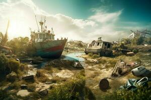 Ecological disaster scene. Generate ai photo