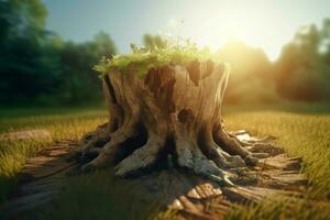 joven árbol emergente al aire libre naturaleza. generar ai foto