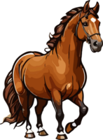 Brown Horse Cartoon Illustration AI Generative png