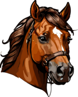 marron cheval tête dessin animé mascotte ai génératif png