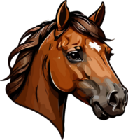 brun häst huvud tecknad serie logotyp ai generativ png