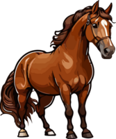 marron cheval dessin animé agrafe art ai génératif png