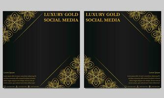 luxury golden floral social media post template vector