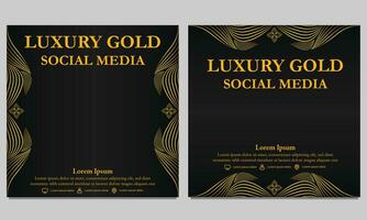 luxury golden floral social media post template vector
