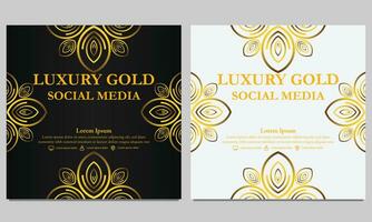 luxury golden floral social media post template vector