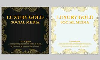 luxury golden floral social media post template vector