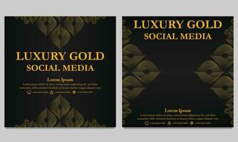 luxury golden floral social media post template vector