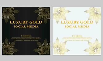 dorado floral social medios de comunicación modelo. adecuado para social medios de comunicación correo, web bandera, cubrir y tarjeta vector