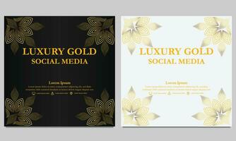 golden floral social media template. suitable for social media post, web banner, cover and card vector