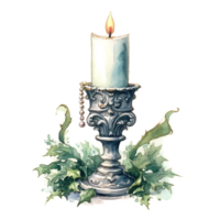 acquerello Natale candele. vacanza candele clipart, accogliente inverno clipart. ai generato. png