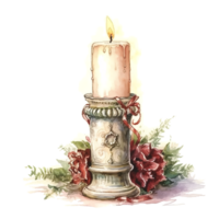 Watercolor Christmas candles. Holiday Candles Clipart, Cozy Winter Clipart. AI Generated. png