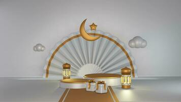 3d blanc Contexte avec ramadhan vente minimaliste podium, adapté pour produit promotion video