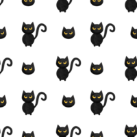 Watercolor seamless pattern black cat transparent background png