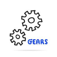 Setting vector icon, cogwheel sprocket button, Cog gear symbol, flat design sign isolated on white.