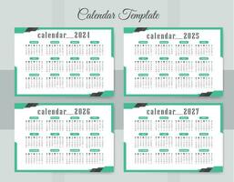 Simple calendar set for 2024-2027 years Editable landscape vector calendar template