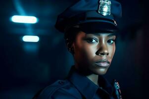 Female black police. Generate ai photo