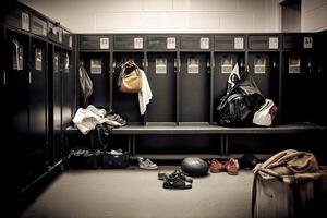 Empty sport locker room. Generate ai photo