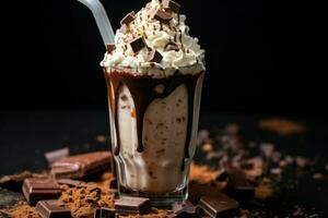 Indulgent Chocolate milkshake. Generate Ai photo