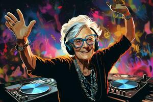 Pulsating Dj show dancing people club. Generate Ai photo