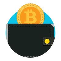 Electronic wallet for bitcoin application Icon. Money bitcoin wallet app, e-wallet electronic label and badge, vector illustration
