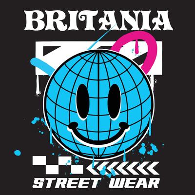 Graffiti globe street wear illustration with slogan britania